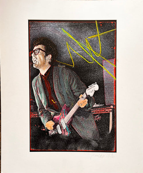 Elvis Costello - matted hand coloured silver print